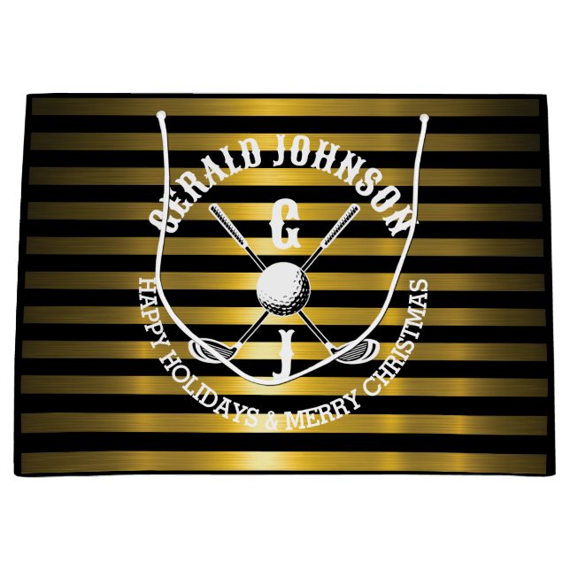 Bolsa De Regalo Grande Elegante Monograma de Golf para Vacaciones (Anverso)