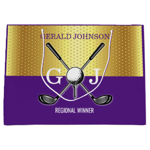 Bolsa De Regalo Grande Elegante Monograma de Golf Personalizado Minimalis