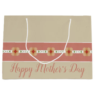 Bolsa De Regalo Grande Elegante Naranja con acento floral