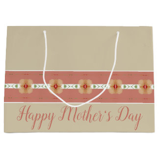 Bolsa De Regalo Grande Elegante Naranja Floral