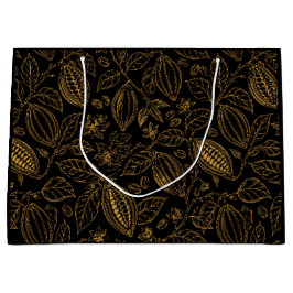 Bolsa De Regalo Grande Elegante Negocio de Fruta Flor de Cacao de Oro Neg