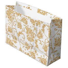 Bolsa De Regalo Grande Elegante oro blanco floral
