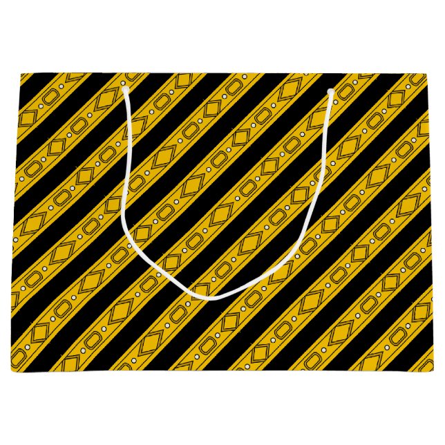 Bolsa De Regalo Grande Elegante oro y cumpleaños negro (Anverso)
