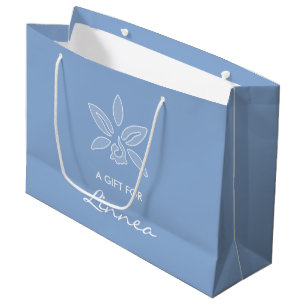 Bolsa De Regalo Grande Elegante Orquídea Simple En Polvo Flor Azul Con No