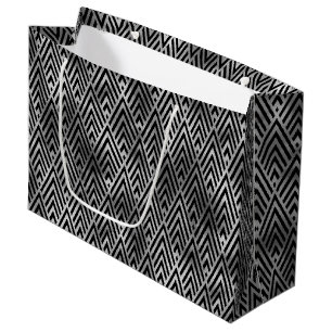 Bolsa De Regalo Grande Elegante Patrón Art Déco de Diamante con Chevron d