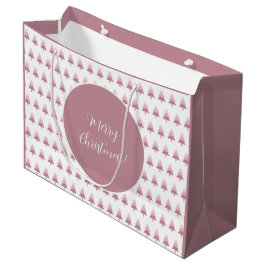 Bolsa De Regalo Grande Elegante Patrón de árbol de Navidad rosa ocino