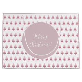 Bolsa De Regalo Grande Elegante Patrón de árbol de Navidad rosa ocino