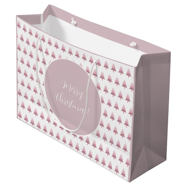 Bolsa De Regalo Grande Elegante Patrón de árbol de Navidad rosa ocino (Angulo Anverso)