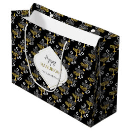 Bolsa De Regalo Grande Elegante patrón de vacaciones de Hanukkah dorado