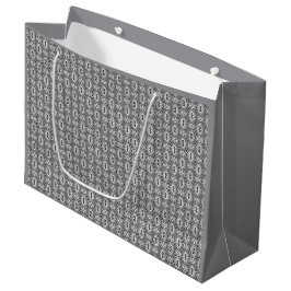 Bolsa De Regalo Grande Elegante Patrón Floral Sin Costuras en Blanco y Ne