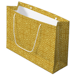 Bolsa De Regalo Grande Elegante patrón geométrico de diamantes en oro y m