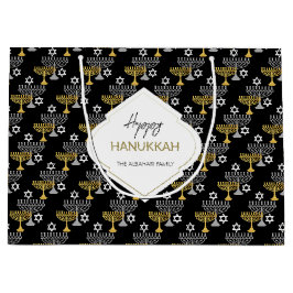 Bolsa De Regalo Grande Elegante patrón Hanukkah Holiday Pattern Gold