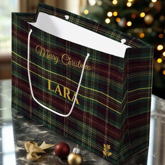 Bolsa De Regalo Grande Elegante Personalizado de Navidades Green y Gold P (Subido por el creador)
