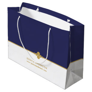 Bolsa De Regalo Grande Elegante Personalizado de Oro Azul de la Marina 