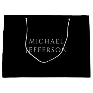 Bolsa De Regalo Grande Elegante Plano Negro Blanco Personalizado