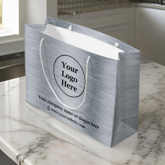 Bolsa De Regalo Grande Elegante plata metálica