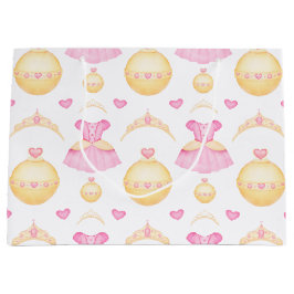 Bolsa De Regalo Grande Elegante Princesa Tiara de color rosa y oro
