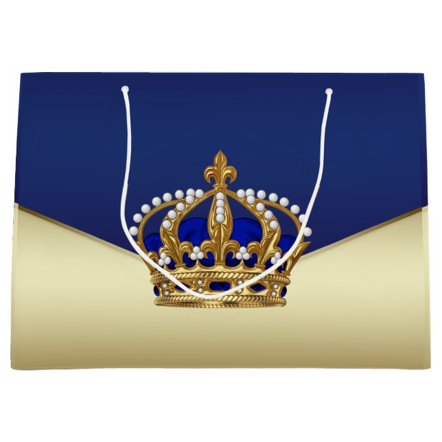 Bolsa De Regalo Grande Elegante Príncipe Azul Dorado (Anverso)