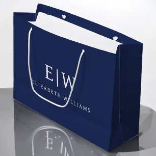 Bolsa De Regalo Grande Elegante Profesional Simple Monograma Minimalista