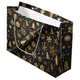 Bolsa De Regalo Grande Elegante regalo de Navidades negros y de oro