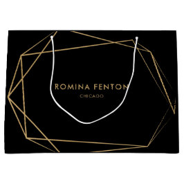 Bolsa De Regalo Grande Elegante Relieve metalizado dorado enmarcado profe