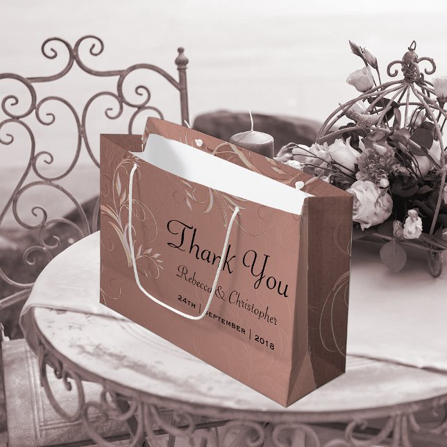 Bolsa De Regalo Grande Elegante Rosa Boda de Oro Gracias (Subido por el creador)