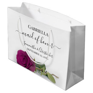 Bolsa De Regalo Grande Elegante Rosa de Pluma Magenta, empleada del Boda 