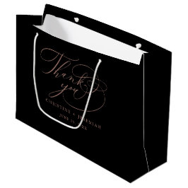 Bolsa De Regalo Grande Elegante Rosa negro Boda de oro gracias grande