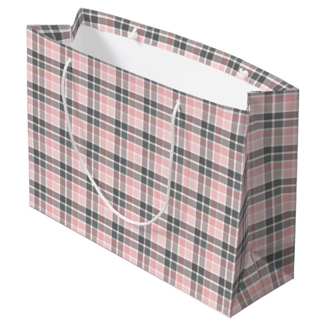 Bolsa De Regalo Grande Elegante rosa y gris (Angulo reverso)