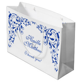 Bolsa De Regalo Grande Elegante Royal Blue Swirls