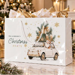 Bolsa De Regalo Grande Elegante Santa Claus de Acuarela Nieve Fiesta de N