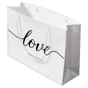 Bolsa De Regalo Grande Elegante Simple Love Script Boda favor personaliza