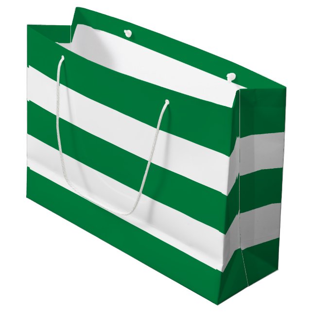 Bolsa De Regalo Grande Elegante Simple Peppermint Green Stripes (Angulo Anverso)