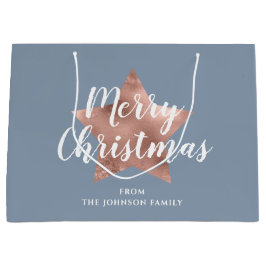 Bolsa De Regalo Grande Elegante Star Blue Merry Christmas