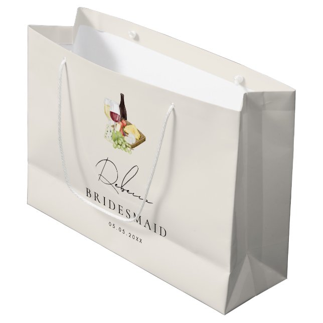 Bolsa De Regalo Grande Elegante tabla de fiambres, vino y queso para dama (Angulo Anverso)