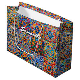 Bolsa De Regalo Grande Elegante talavera mexicana azulejos amarillos rojo