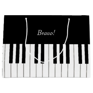 Bolsa De Regalo Grande Elegante Teclado Piano Nombre y mensaje personaliz