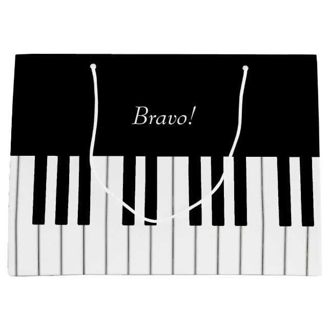 Bolsa De Regalo Grande Elegante Teclado Piano Nombre y mensaje personaliz (Anverso)