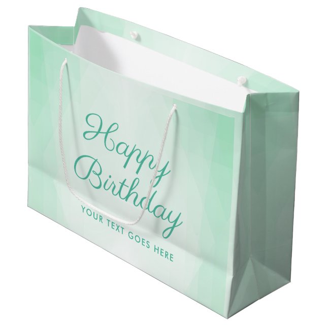 Bolsa De Regalo Grande Elegante tipografía verde personalizado Feliz cump (Angulo Anverso)