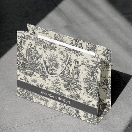 Bolsa De Regalo Grande elegante toile de jouy blanco y negro