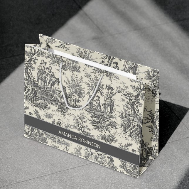 Bolsa De Regalo Grande elegante toile de jouy blanco y negro (Subido por el creador)