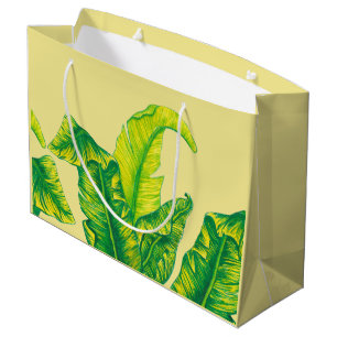 Bolsa De Regalo Grande Elegante Tropicana Tropicana con hojas de oro y am