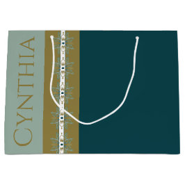 Bolsa De Regalo Grande Elegante Turquesa Oro