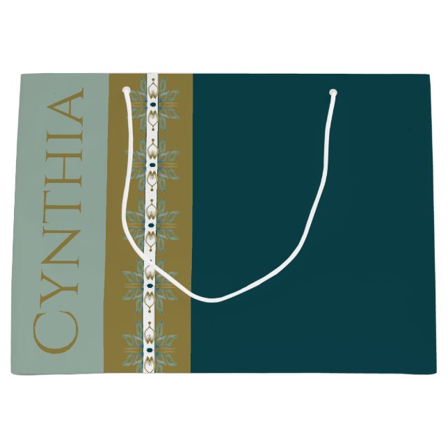 Bolsa De Regalo Grande Elegante Turquesa Oro (Anverso)