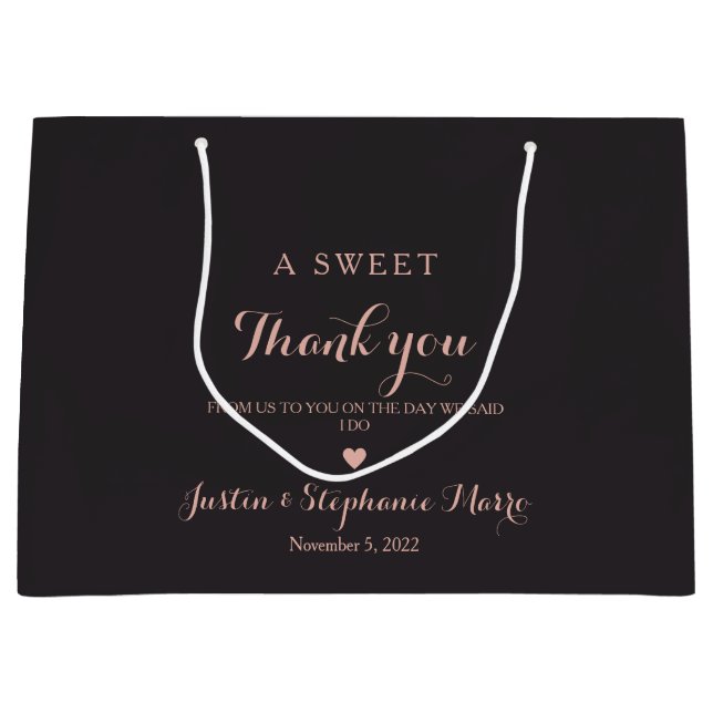 Bolsa De Regalo Grande Elegante Un Dulce Gracias Boda Personalizado (Anverso)