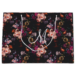 Bolsa De Regalo Grande Elegante Vintage oscuro Moody Burgundy Floral