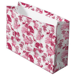 Bolsa De Regalo Grande Elegante Vintage Pink Fox Toile Woodland