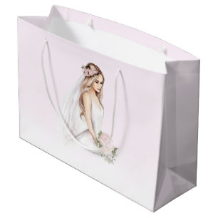 Bolsa De Regalo Grande Elegante y Tierna Rosa Novia Próxima Boda Despedid