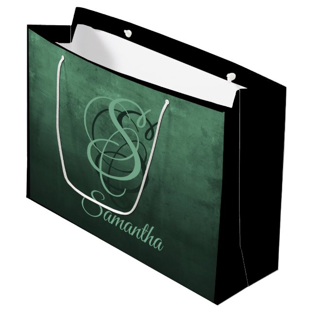 Bolsa De Regalo Grande Elegante y verde bosque rústico Personalizado (Angulo Anverso)