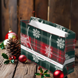 Bolsa De Regalo Grande Elegantes copos de nieve rojos y verdes